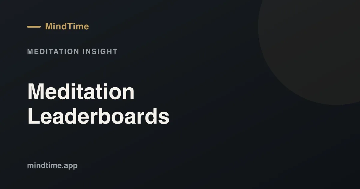 Meditation Leaderboards and Community Minutes: Meditate Together, Stay Accountable